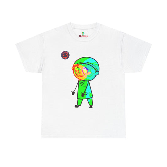 Unisex Heavy Cotton Tee - Colorful Cartoon Surgeon Logo & 'We Win Together' Motivational Graphic Tee