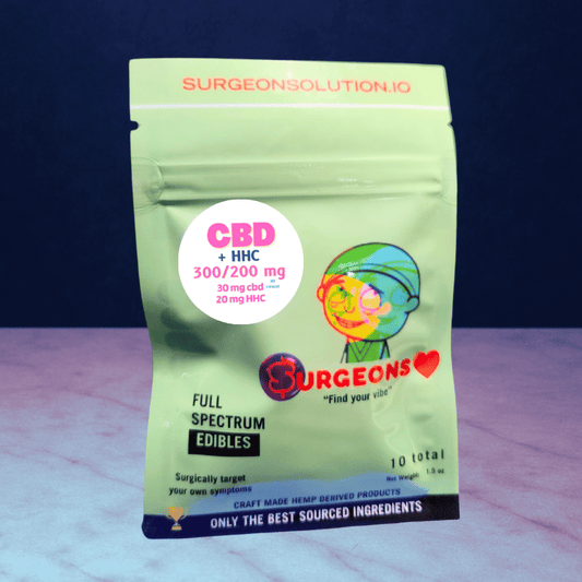 Full spectrum CBD + HHC Infused Gummy Bears container, 600mg / 400mg, non-GMO, 100% natural, 20 gummies, euphoric and relaxing