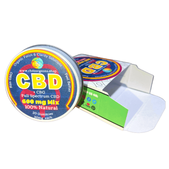 Full Spectrum CBD + CBG Gummies for focus and clarity, 600mg mix, natural wellness, available at cbdsurgeons.shop