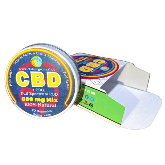 Full Spectrum CBD + CBG Gummies for focus and clarity, 600mg mix, natural wellness, available at cbdsurgeons.shop