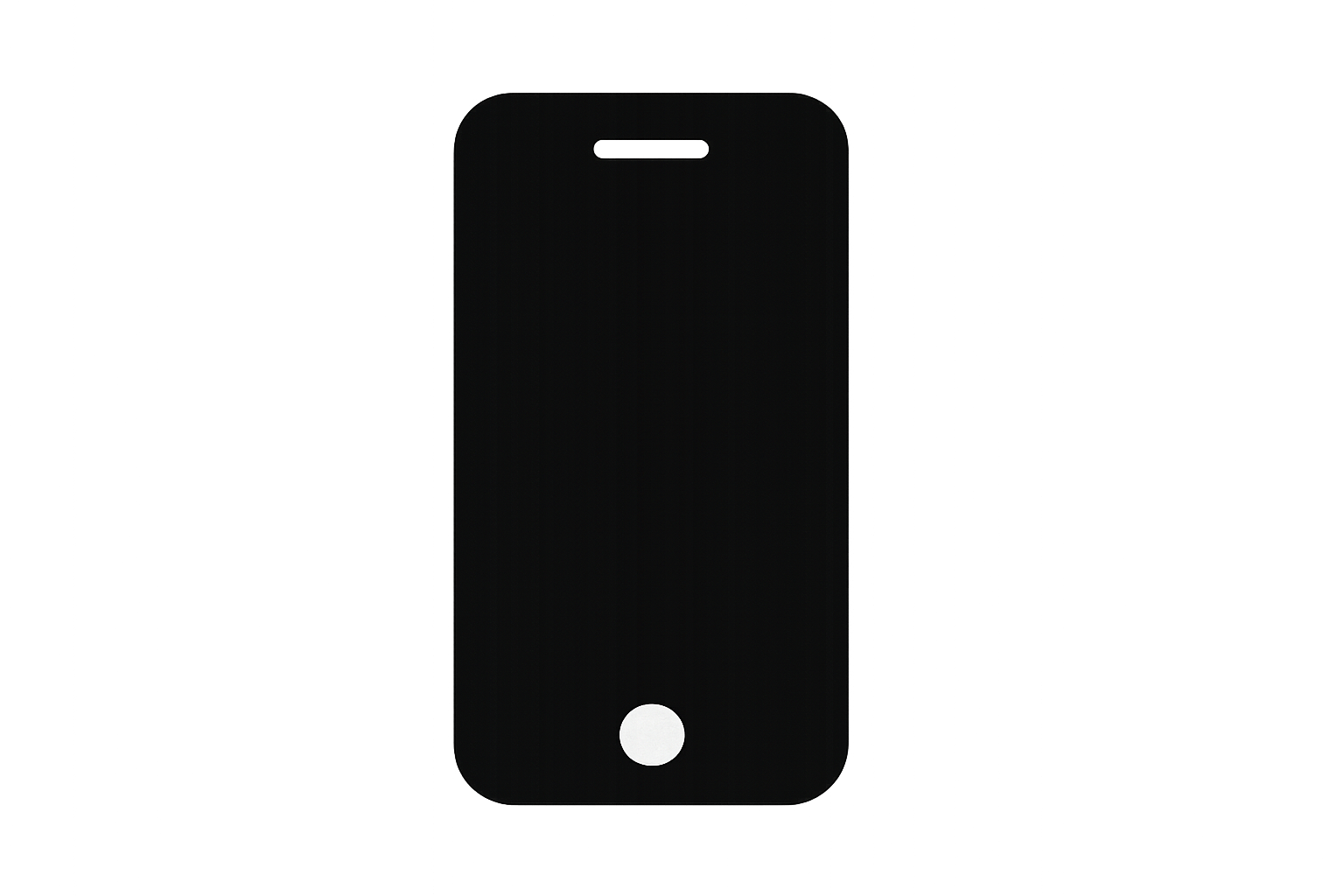 Simple black icon with no background. An icon of a phone. Very simple, all black, transparent background. 